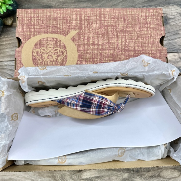 NIB Born Tide Plaid Flip Flops Thong Sandal Navy - Picture 10 of 11